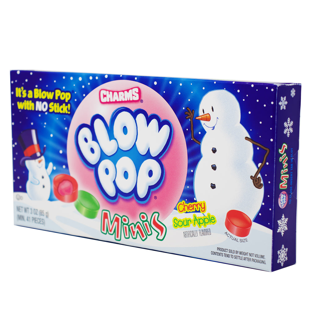 Charms Blow Pop Minis Christmas Theatre Pack - 3oz - Charms Blow Pop Minis - Holiday Theatre Pack - Christmas Movie Night Candy - Festive Lollipop Assortment - Pocket-Sized Candy Fun - Flavourful Holiday Treats - Charms Candy - Christmas Candy - Christmas Treats