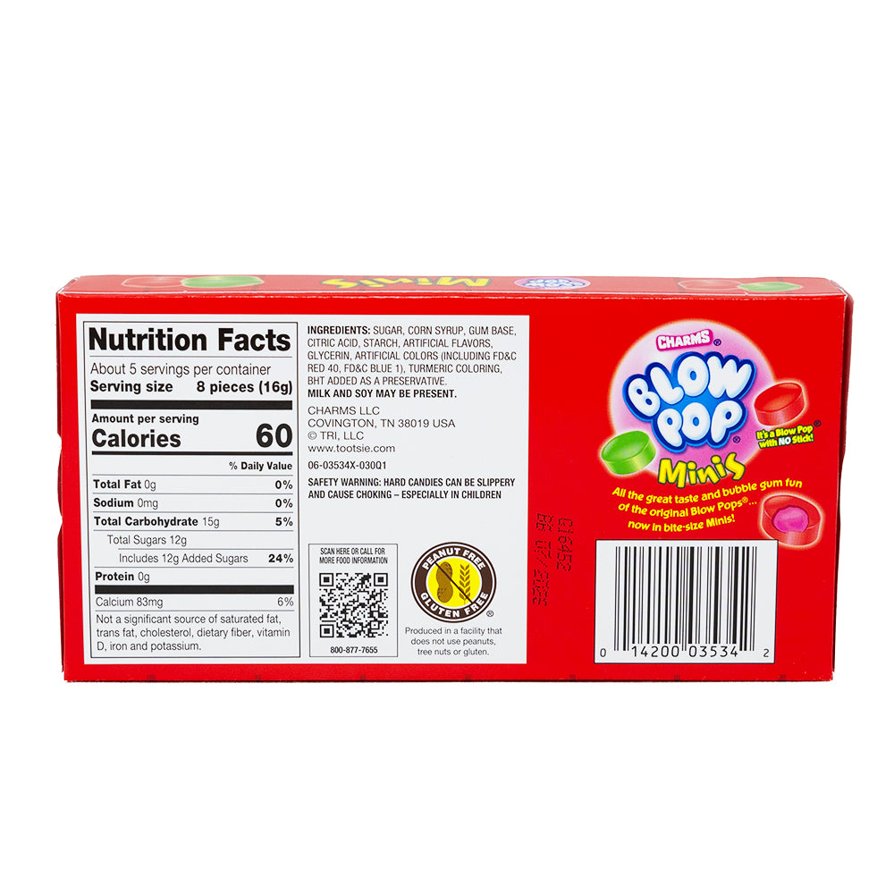 Charms Blow Pop Minis Christmas Theatre Pack - 3oz  Nutrition Facts Ingredients
