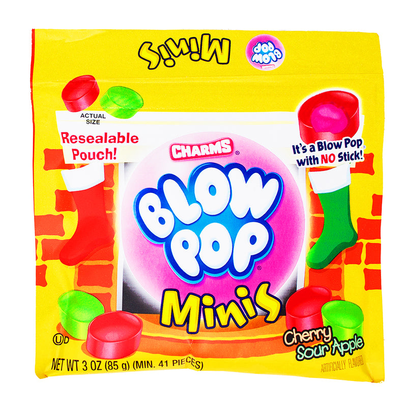 Charms Blow Pop Minis Christmas Pouch - 3oz - Charms Blow Pop Minis - Holiday Lollipop Assortment - Christmas Candy Pouch - Festive Candy Mix - Stocking Stuffer Sweets - Bite-Sized Lollipop Joy - Charms Candy - Christmas Candy 