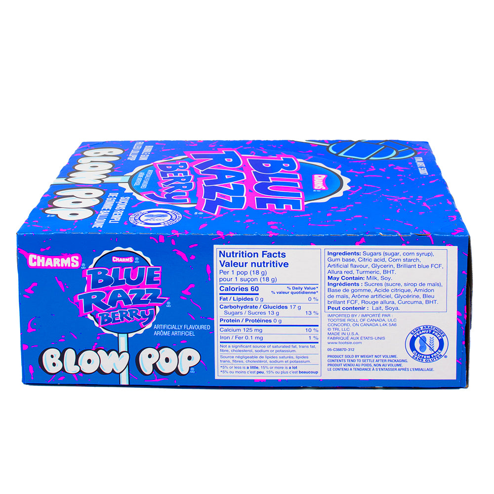 Charms Blow Pop Blue Razzberry - 48 Lollipops   Nutrition Facts Ingredients