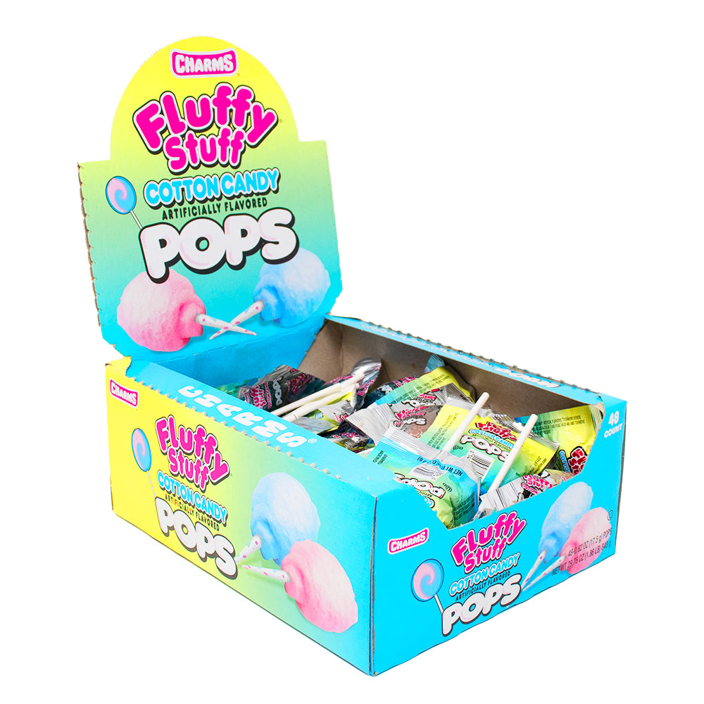 Charms Fluffy Stuff Cotton Candy Pops - 48 Lollipops