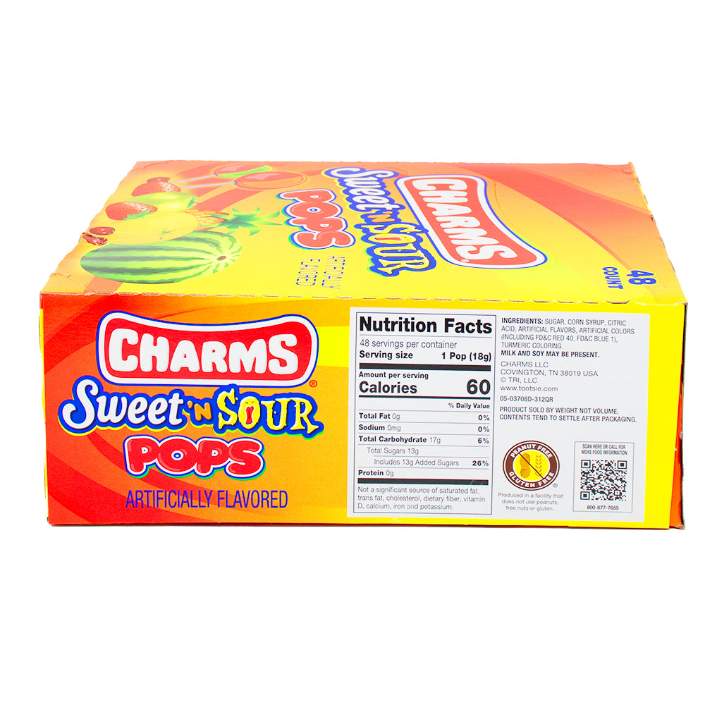 Charms Sweet N Sour Pops - 48 Lollipops  Nutrition Facts Ingredients