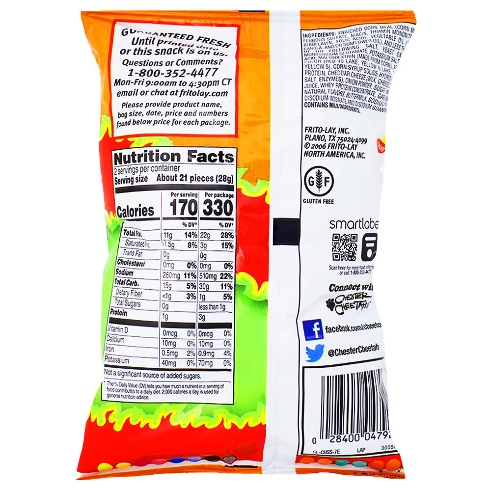 Cheetos Flamin' Hot Limon Crunchy Snacks Size - 2oz Nutrition Facts Ingredients