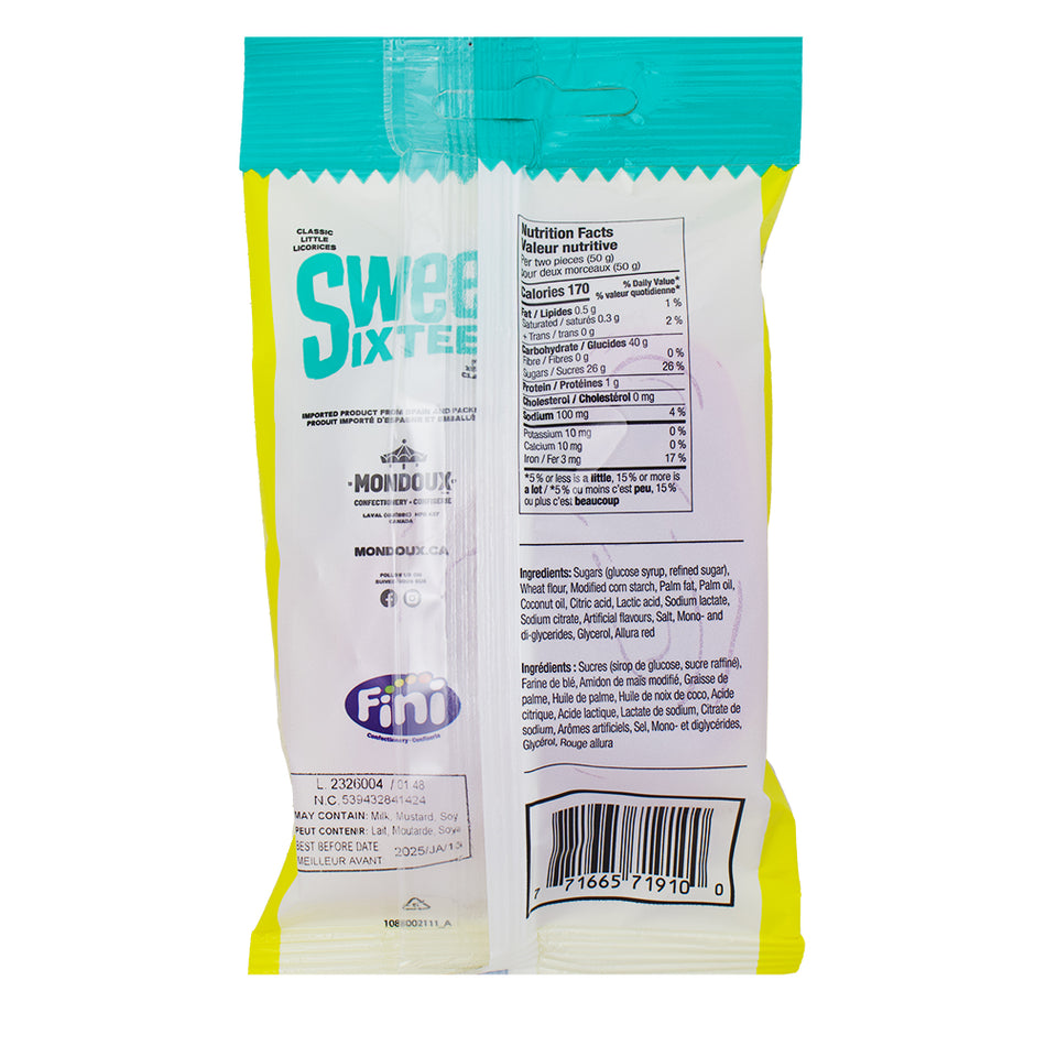 Sweet Sixteen Cherry Ribbon - 125g Nutrition Facts Ingredients, sweet sixteen, sweet sixteen candy, canadian candy, canadian sweets, canadian treats