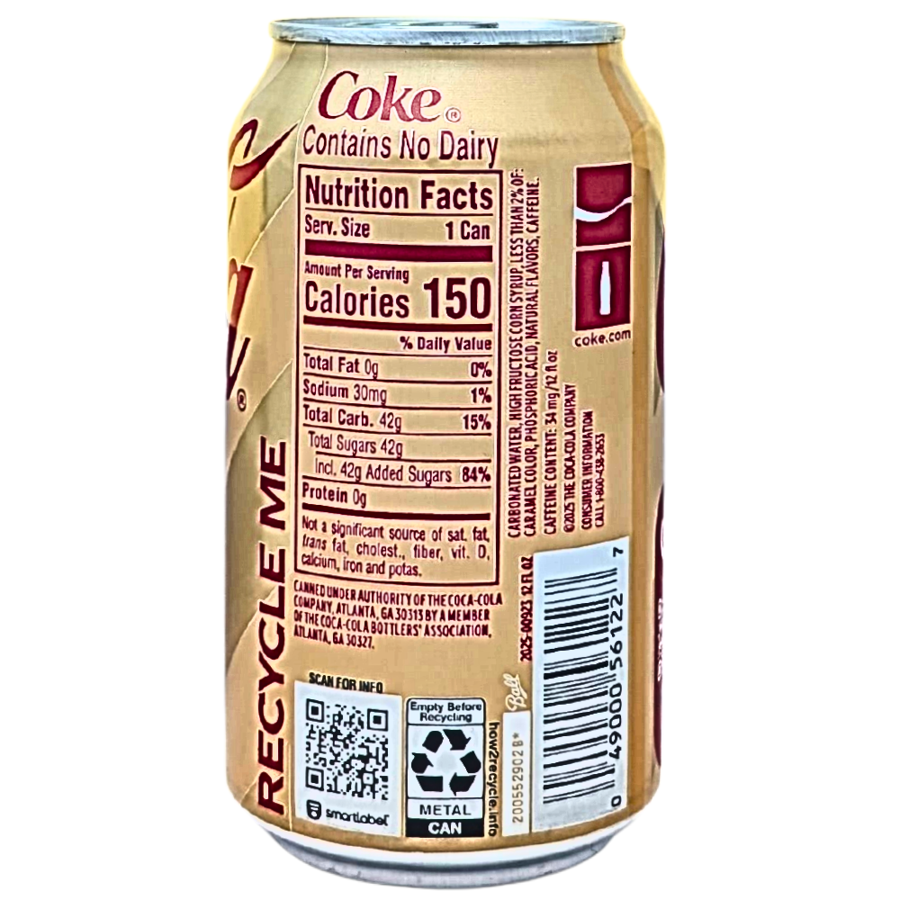 Coca Cola Holiday Creamy Vanilla Zero Sugar - 355mL