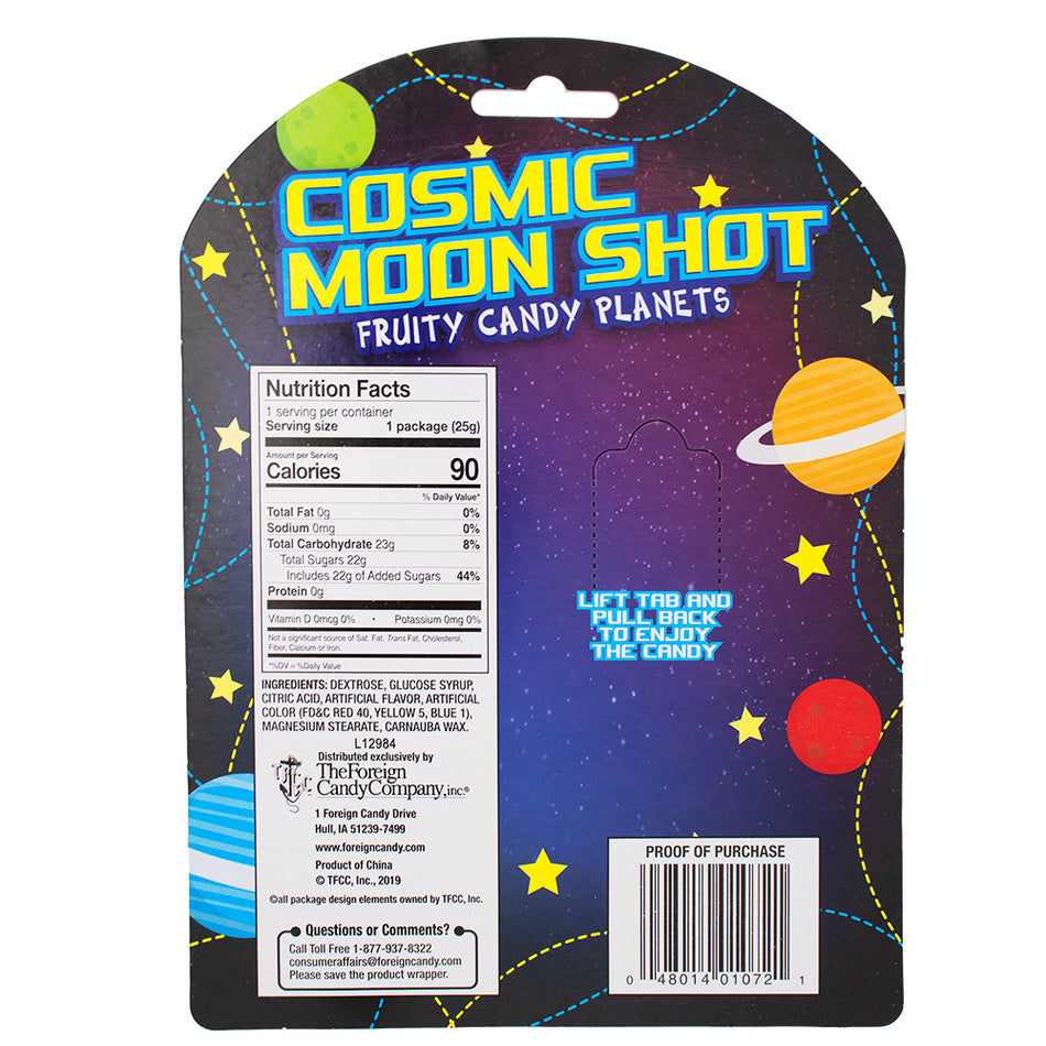 Moon Shot Fruity Candy Planets - 0.88oz   Nutrition Facts Ingredients - Moon Shot - Moon Shot Fruity Candy Plants - Candy Toy - Fun Candy - Game Candy - Hard Candy