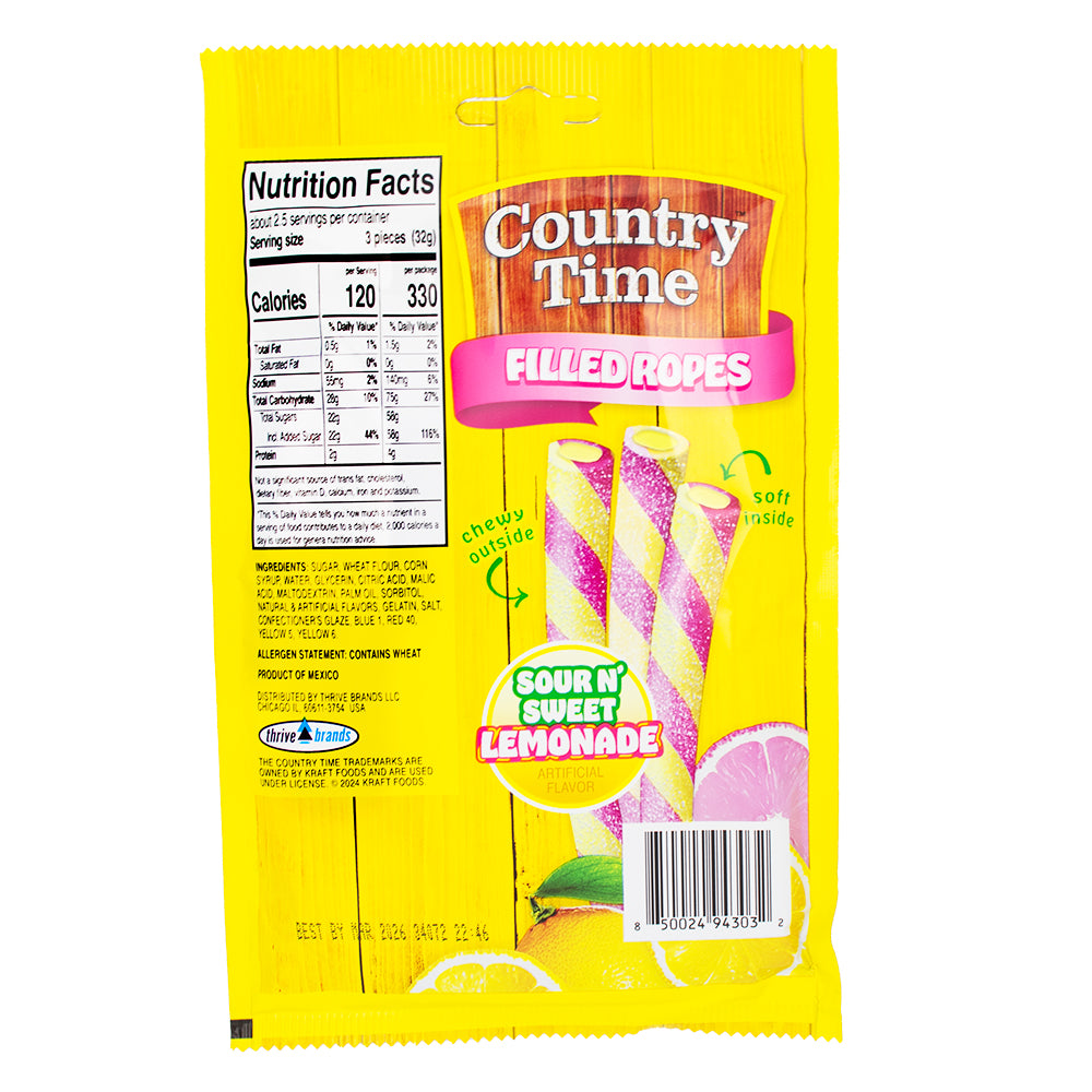 Country Time Lemonade Ropes - 3oz   Nutrition Facts Ingredients - Lemonade Candy - Lemonade - Lemonade Ropes - Country Time - Country Time Candy