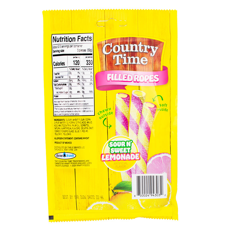 Country Time Lemonade Ropes - 3oz   Nutrition Facts Ingredients - Lemonade Candy - Lemonade - Lemonade Ropes - Country Time - Country Time Candy