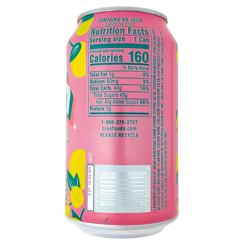 Crush Grapefruit Soda Pop - 355mL - Nutrition Facts - Ingredients