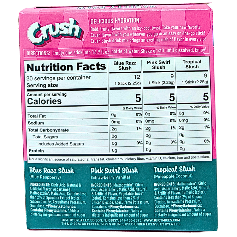 Crush Sugar Free Singles To Go Variety Pack - 30 Pack
