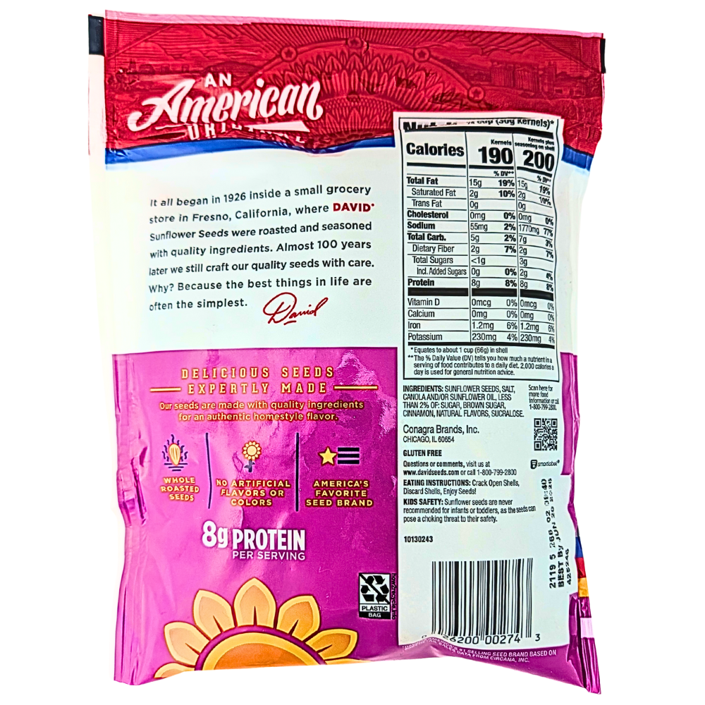 David Cinnamon Churro Jumbo Sunflower Seeds - 5.25oz