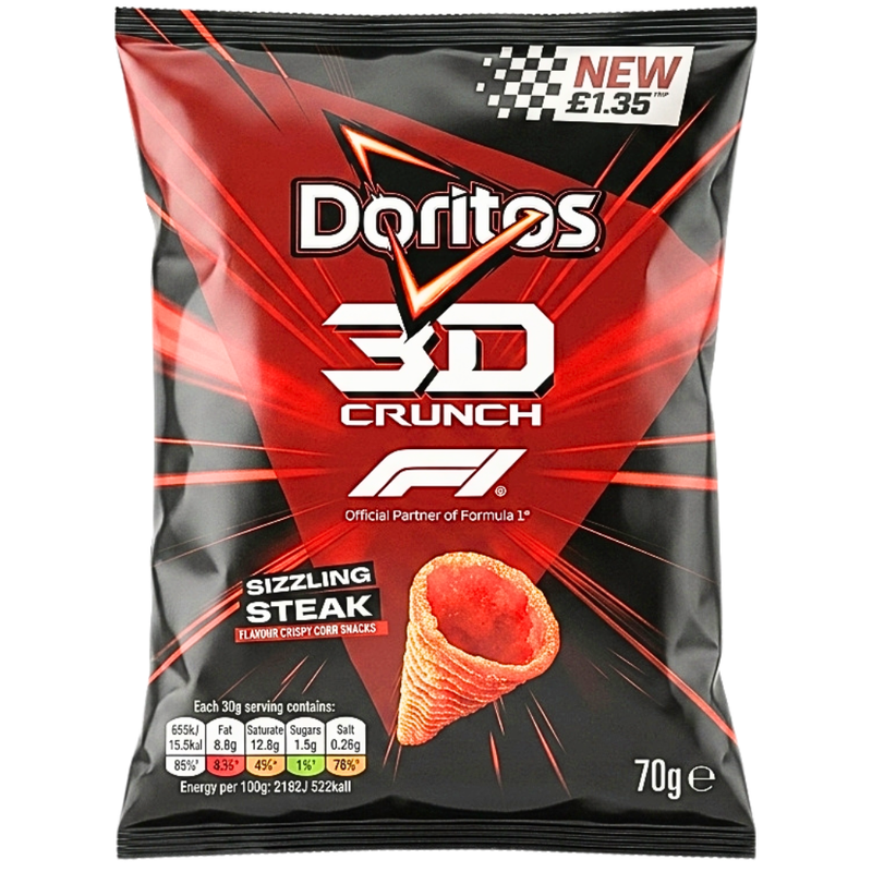 Doritos 3D Crunch Formula 1 Sizzling Steak (UK) - 70g