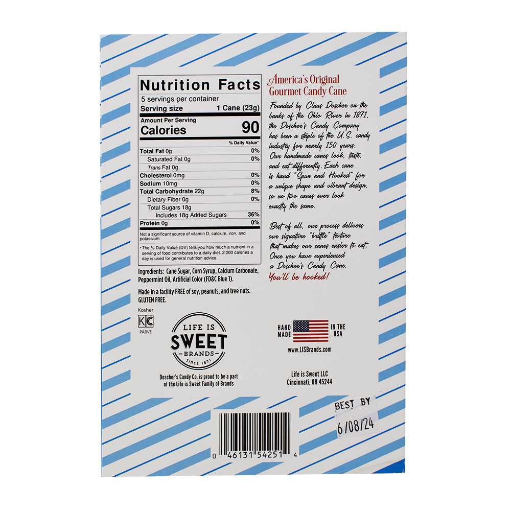Hanukkah Candy Canes 12ct - 4.05oz Nutrition Facts Ingredients - Hanukkah Old - Fashioned Candy - Candy Canes - Candy Cane
