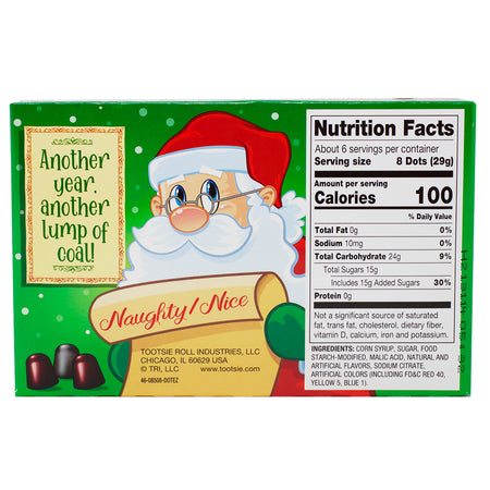 Dots Lumps of Coal - 6oz Nutrition Facts Ingredients  Gummy Candy - Christmas Candy - Stocking Stuffer