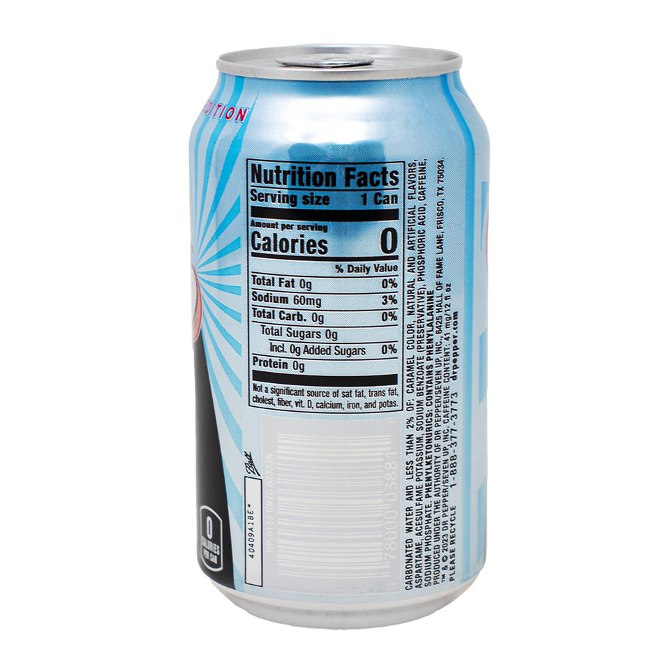 Dr Pepper Zero Sugar Creamy Coconut Limited Edition - 355mL  Nutrition Facts Ingredients