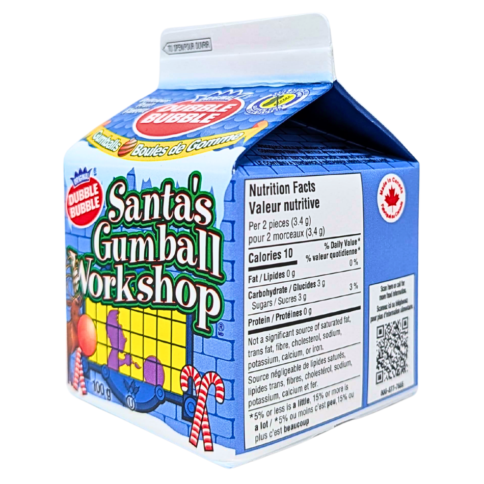 Dubble Bubble Santa's Gumball Workshop Milk Carton