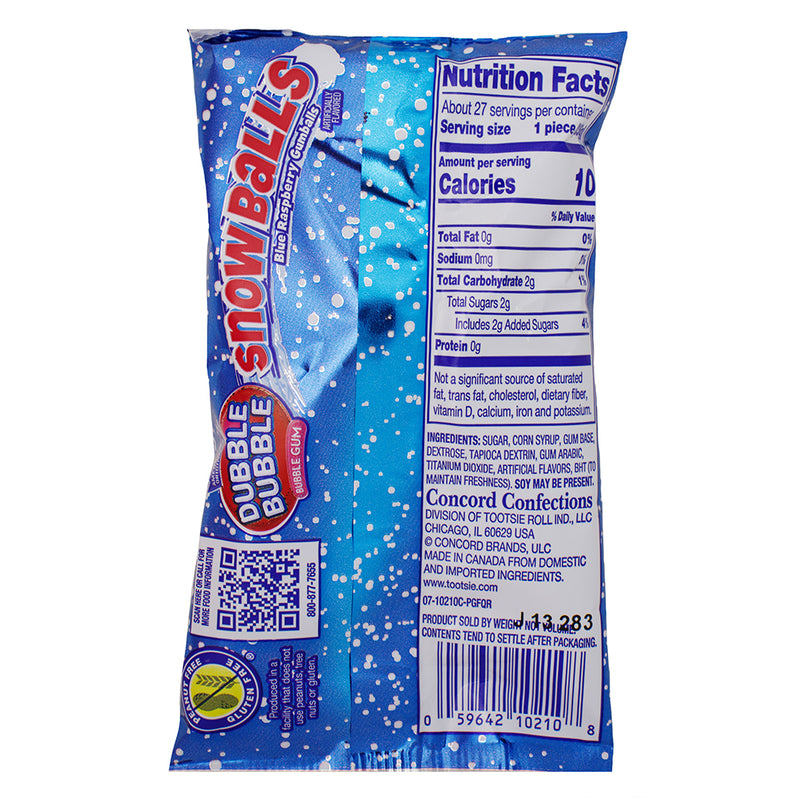 Dubble Bubble Snowballs - 2.32oz Nutrition Facts Ingredients - Dubble Bubble Snowballs - Winter Gumball Mix - Festive Bubblegum - Holiday Candy Treat - Stocking Stuffer Gumballs - Snowball Fight Candy - Limited Edition Gumballs - Seasonal Candy Delights - Holiday Candy Collection - Christmas Candy - Christmas Treats - Dubble Bubble Gum