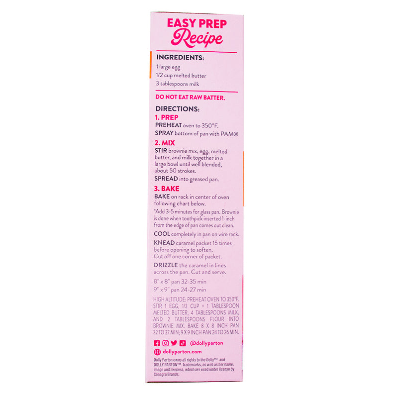Dolly Parton Turtle Caramel Brownie Mix - 16.7oz Nutrition Facts Ingredients - Dolly Parton - Dolly Parton Cake - Duncan Hines - Dolly Parton Turtle Caramel Brownie Mix - Dolly Parton Brownie