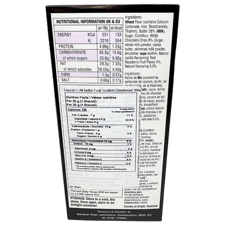 Duncan's Raspberry & White Chocolate Shortbread (Scotland) - 200g