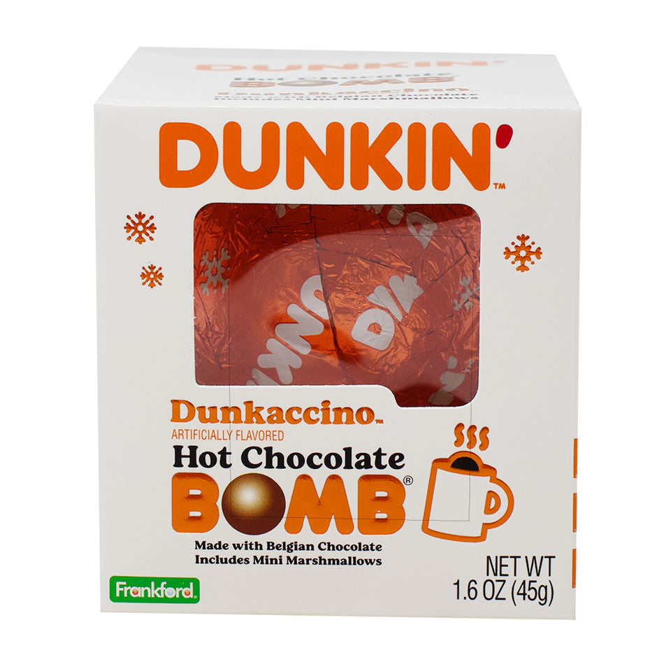 Frankford Dunkin' Dunkaccino Hot Chocolate Bomb- 1.6oz - Secret Santa - Stocking Stuffer - Hot Chocolate Bomb - Dunkin Donuts 