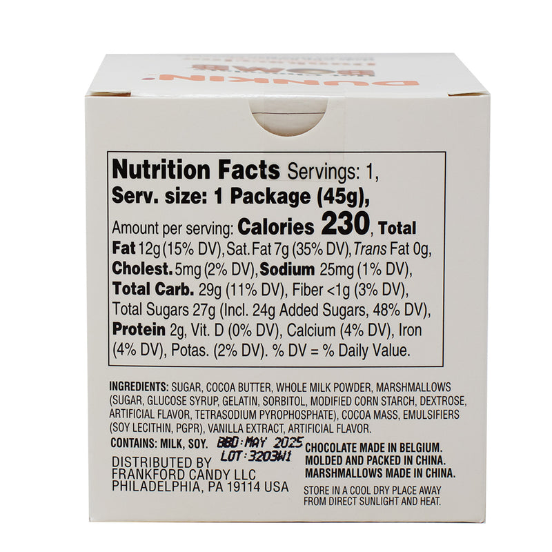 Frankford Dunkin' Dunkaccino Hot Chocolate Bomb- 1.6oz Nutrition Facts Ingredients - Secret Santa - Stocking Stuffer - Hot Chocolate Bomb - Dunkin Donuts