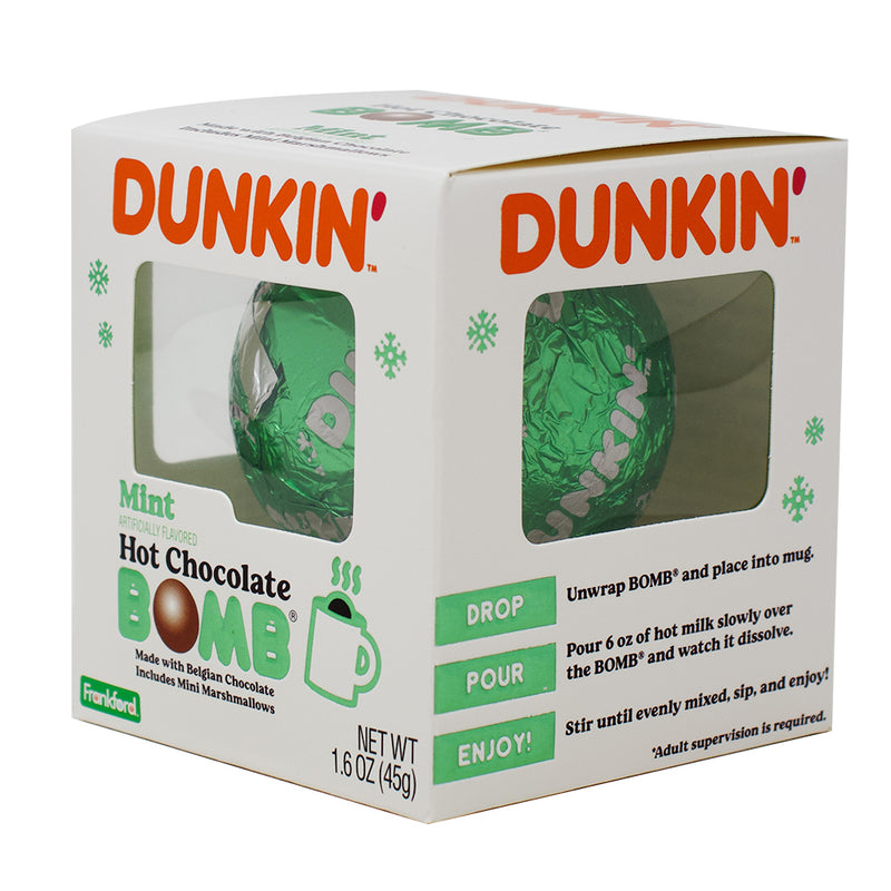 Dunkin' Mint Hot Chocolate Bomb - 1.6oz - Dunkin' Mint Hot Chocolate Bomb - Holiday Drink Delights - Minty Hot Cocoa Experience - Festive Chocolate Treat - Winter Beverage Magic - Marshmallow Explosion - Hot Chocolate Gift Idea - Seasonal Cocoa Bomb - Christmas Mug Surprise - Limited Edition Dunkin' Treat - Christmas Candy - Christmas Treats