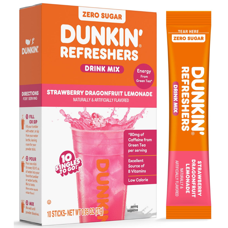 Dunkin' Singles To Go Zero Sugar - Strawberry Dragonfruit Lemonade - 10 Pack