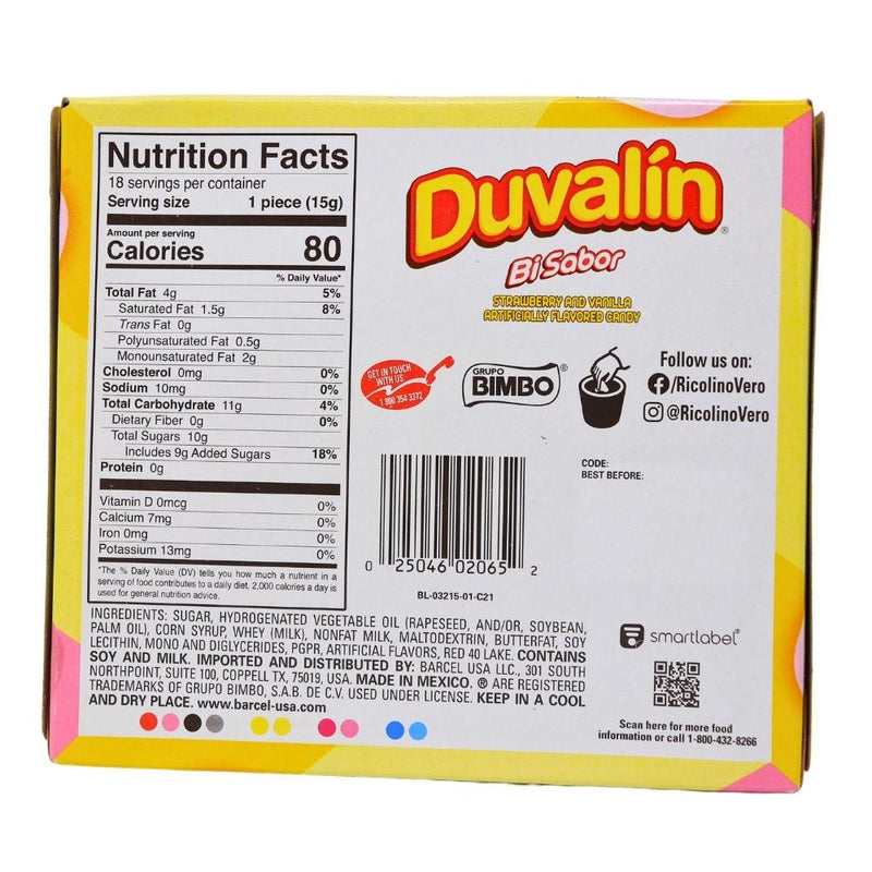 Duvalin Strawberry Vanilla - 18ct Box - Mexican Candy - Bulk Candy