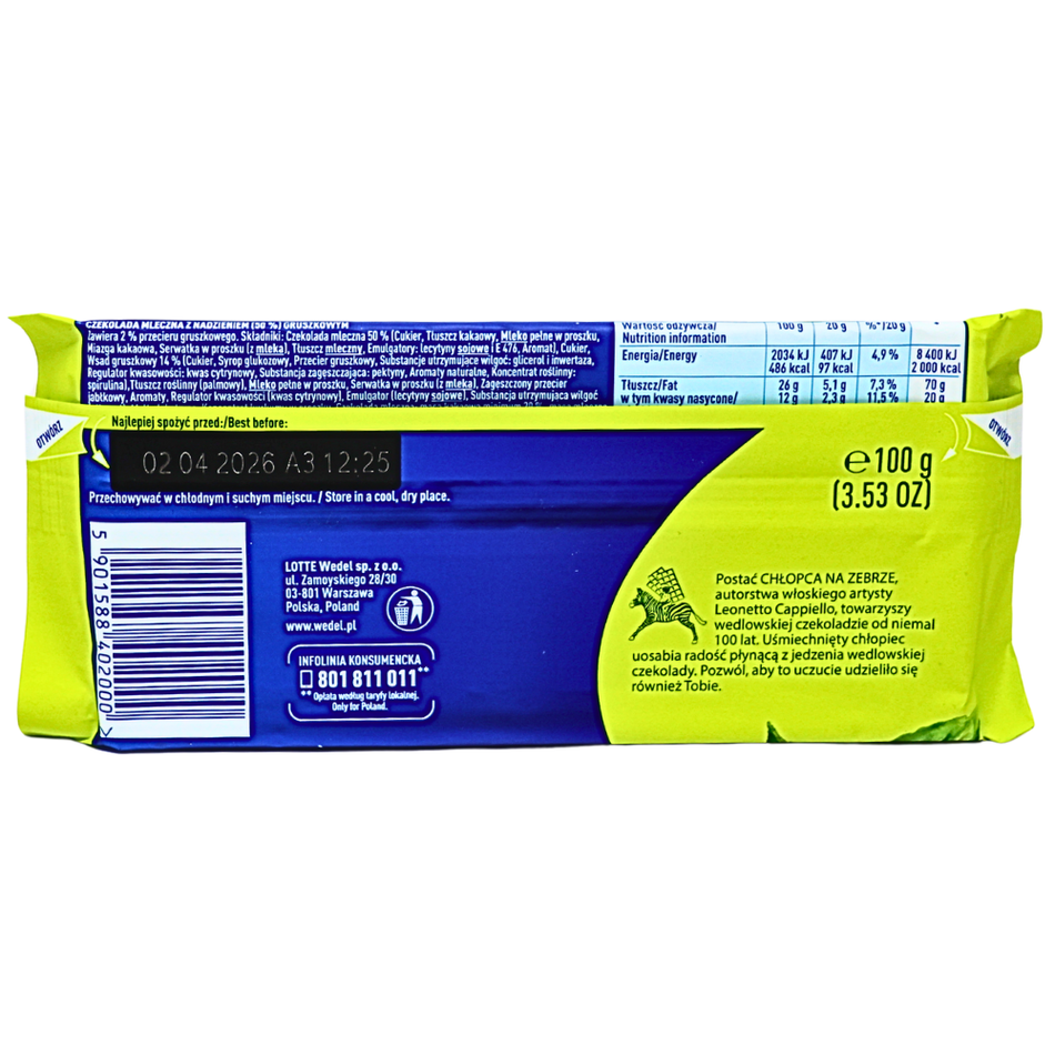 E. Wedel Milk Chocolate with Pear Filling (Poland) - 100g