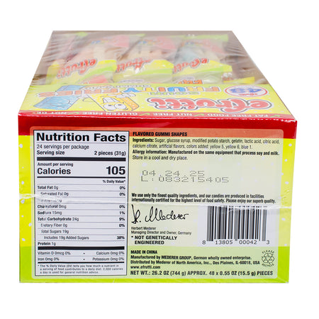 eFrutti Gummi Sour Fruity Fries  Nutrition Facts Ingredients