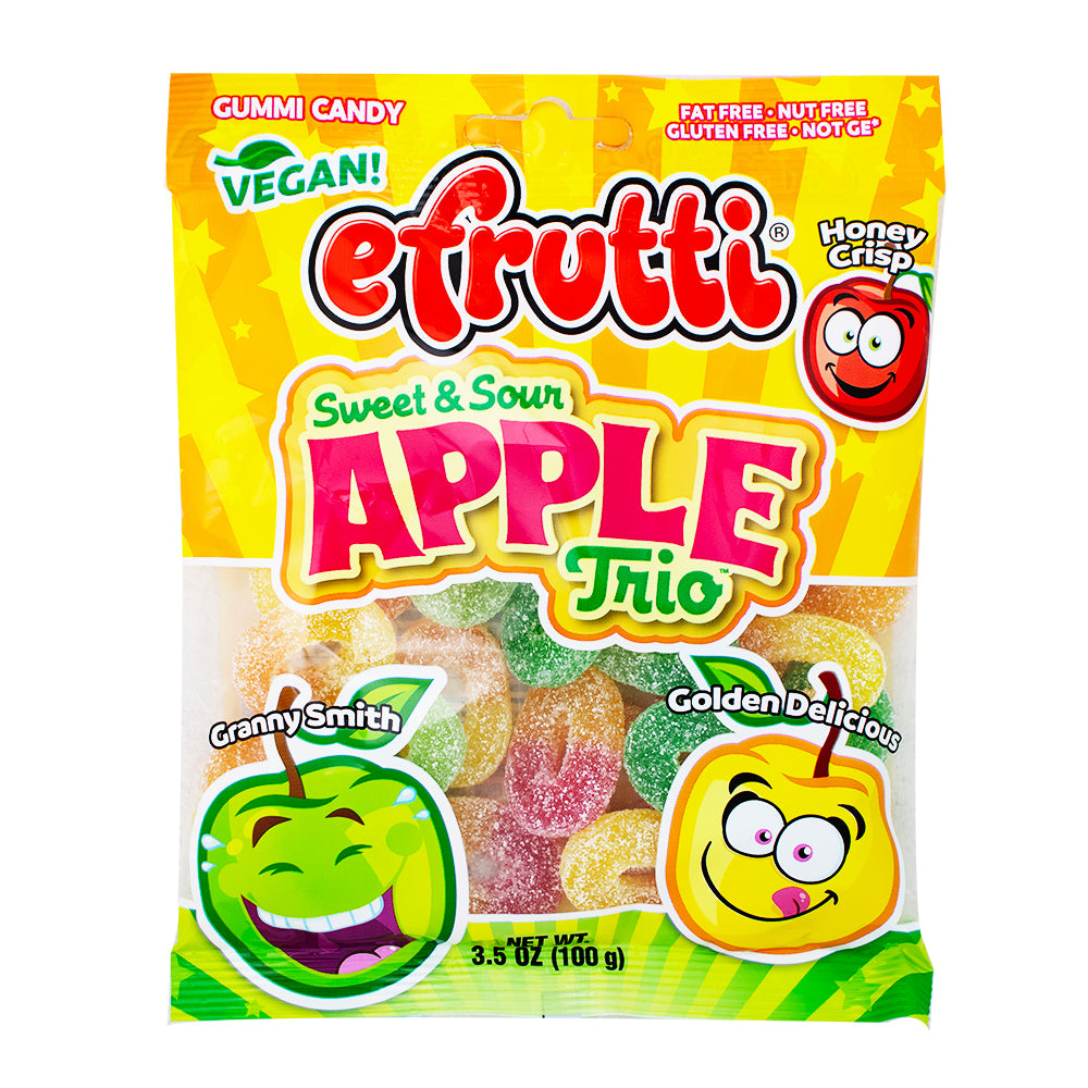 efrutti Apple Trio - 3.5oz - efrutti - efrutti candy - efrutti gummy - gummy - gummies - sour candy - apple candy - sweet and sour candy - sour gummies - sweet and sour gummies