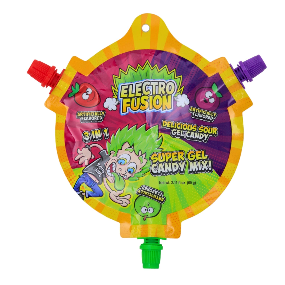 Electro Fusion Sour Gel Candy - 2.11oz - Sour Candy - Strawberry Candy - Green Apple Candy - Grape Candy