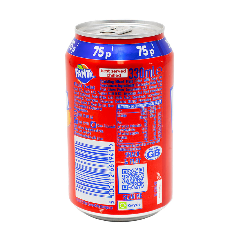 Fanta Fruit Twist (UK) - 330mL  Nutrition Facts Ingredients - Fanta - Fanta Soda - Fanta Fruit Twist - Fanta Twist
