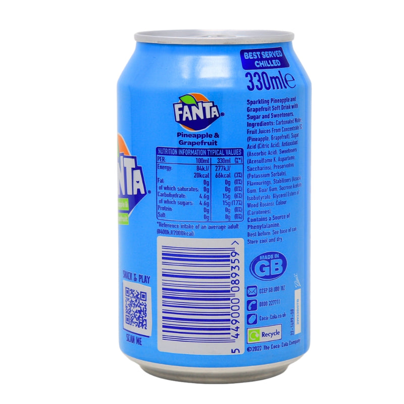 Fanta Pineapple & Grapefruit - 330mL Nutrition Facts Ingredients - Fanta Pineapple & Grapefruit - Tropical Tango - Citrusy Punch - Fizzy Fiesta - Exotic Paradise - Bold Flavours - Beachside Getaway - Refreshing Burst - Summer BBQ - Tropical Bliss