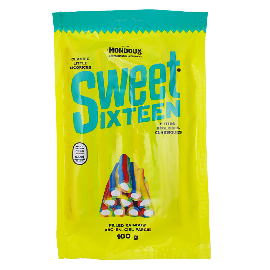 Sweet Sixteen Rainbow Filled Licorice - 100g, sweet sixteen, sweet sixteen candy, canadian candy, canadian sweets, canadian treats