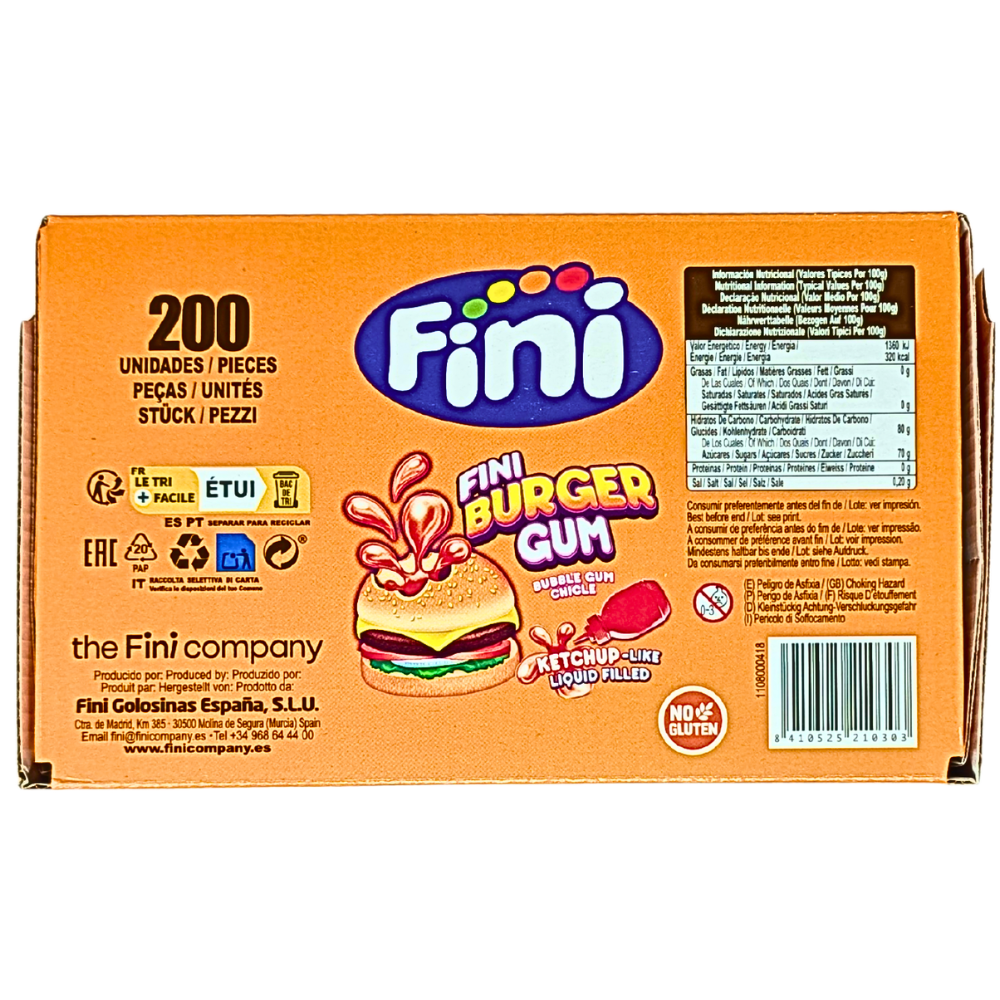Fini Burger Bubble Gum (UK) - 200ct