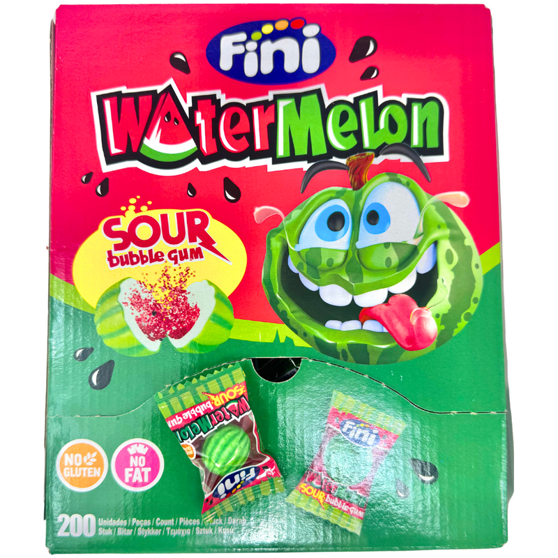 Fini Watermelon Sour Bubble Gum 200 Pieces - 2.5lbs
