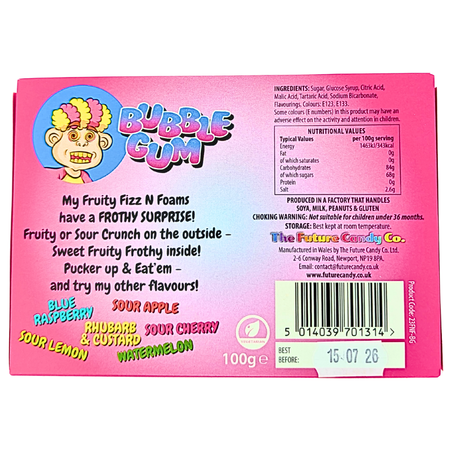 Fizz N Foam Candy Bubble Gum Flavour (UK) - 100g