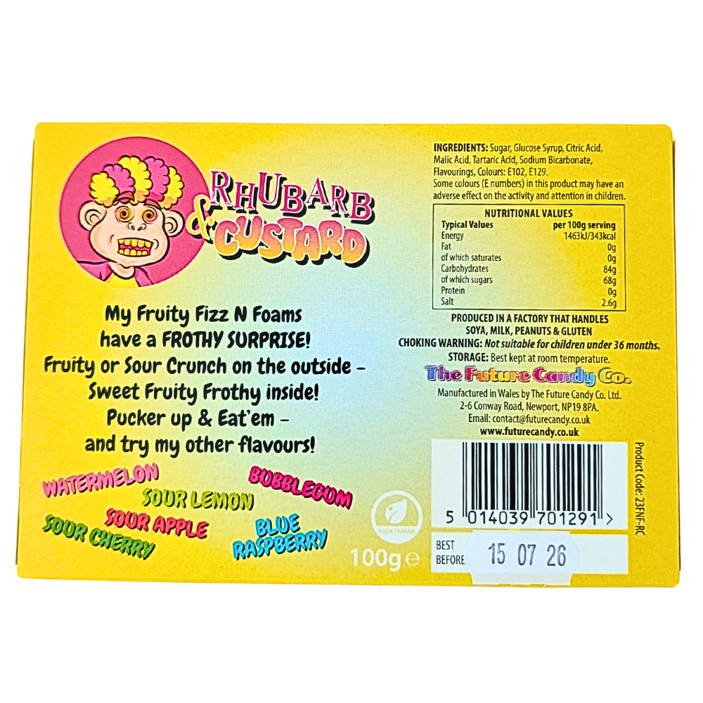 Fizz N Foam Candy Rhubarb & Custard (UK) - 100g
