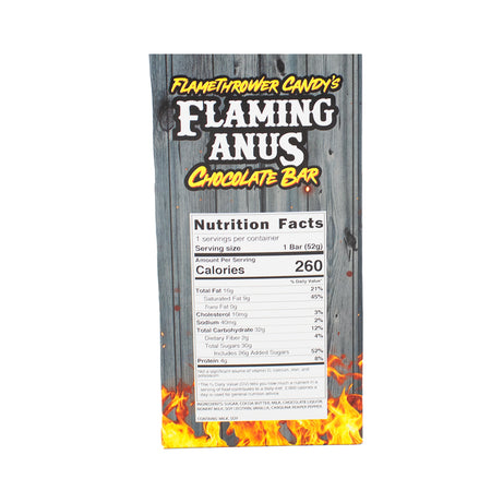 Flamethrower Flaming Anus Chocolate Bar (UK)- 52g  Nutrition Facts Ingredients