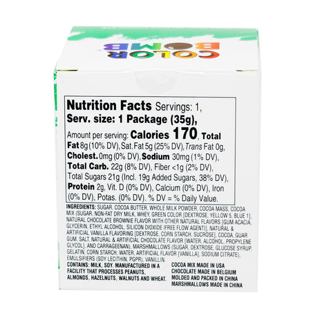 Hot Chocolate Color Bomb - 1.23oz  Nutrition Facts Ingredients
