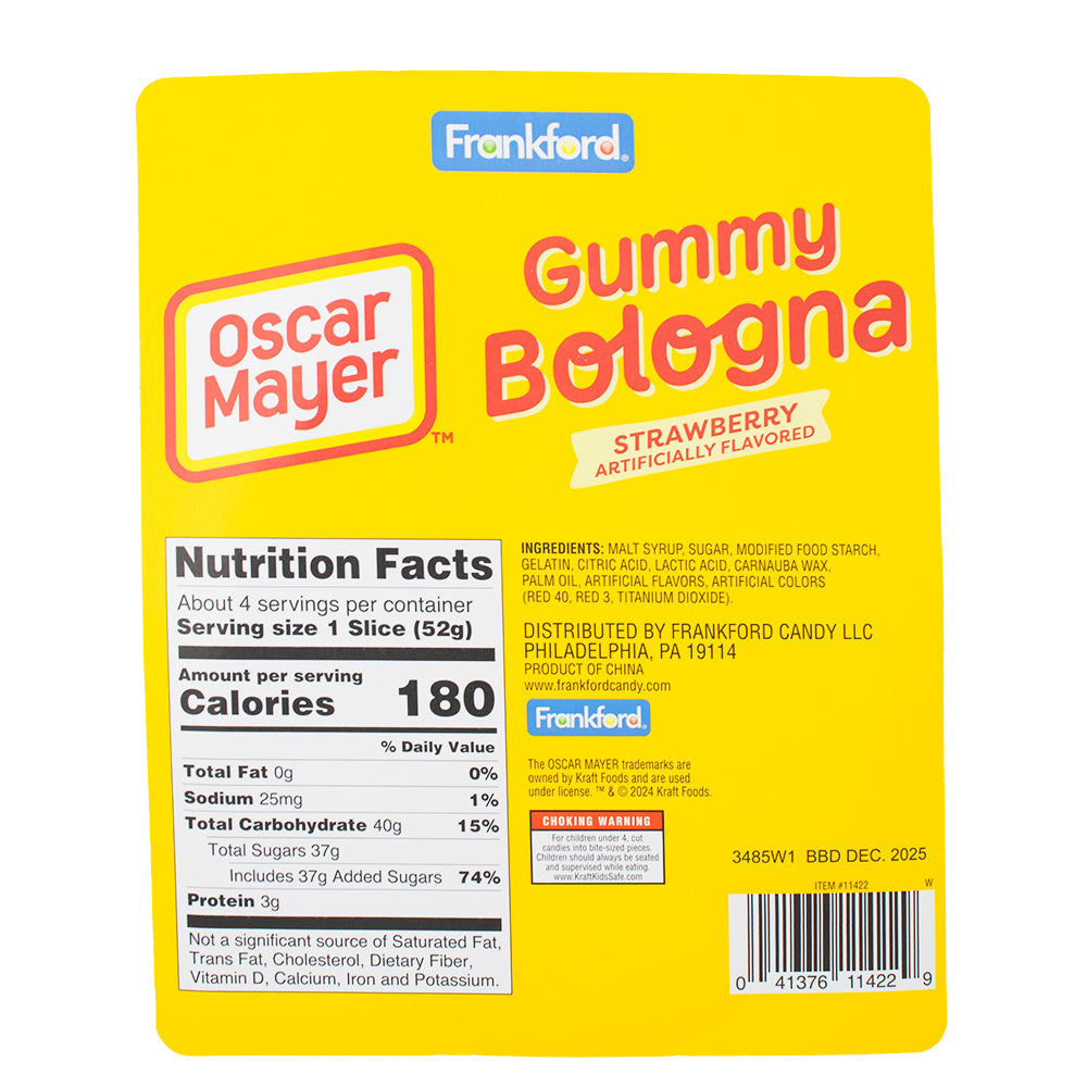 Oscar Mayer Gummy Bologna Slices 7.27oz   Nutrition Facts Ingredients - Oscar Mayer - Oscar Mayer Candy - Gummies - Gummy - Bologna Candy - Oscar Mayer Gummy Bologna Slices