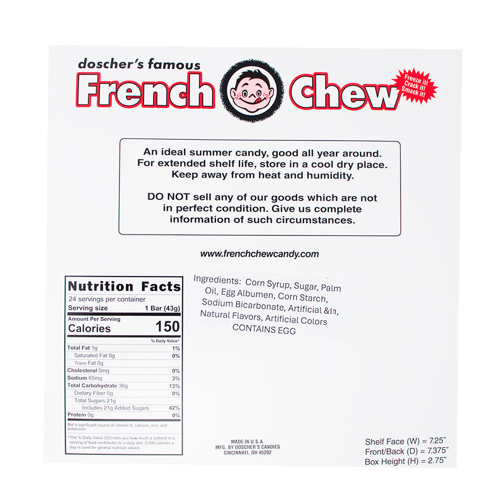 Doscher' s Soda Pop Chew Mountain - 1.5oz  Nutrition Facts Ingredients - Doscher's - Doscher - Chewy Candy - Soda Pop Candy