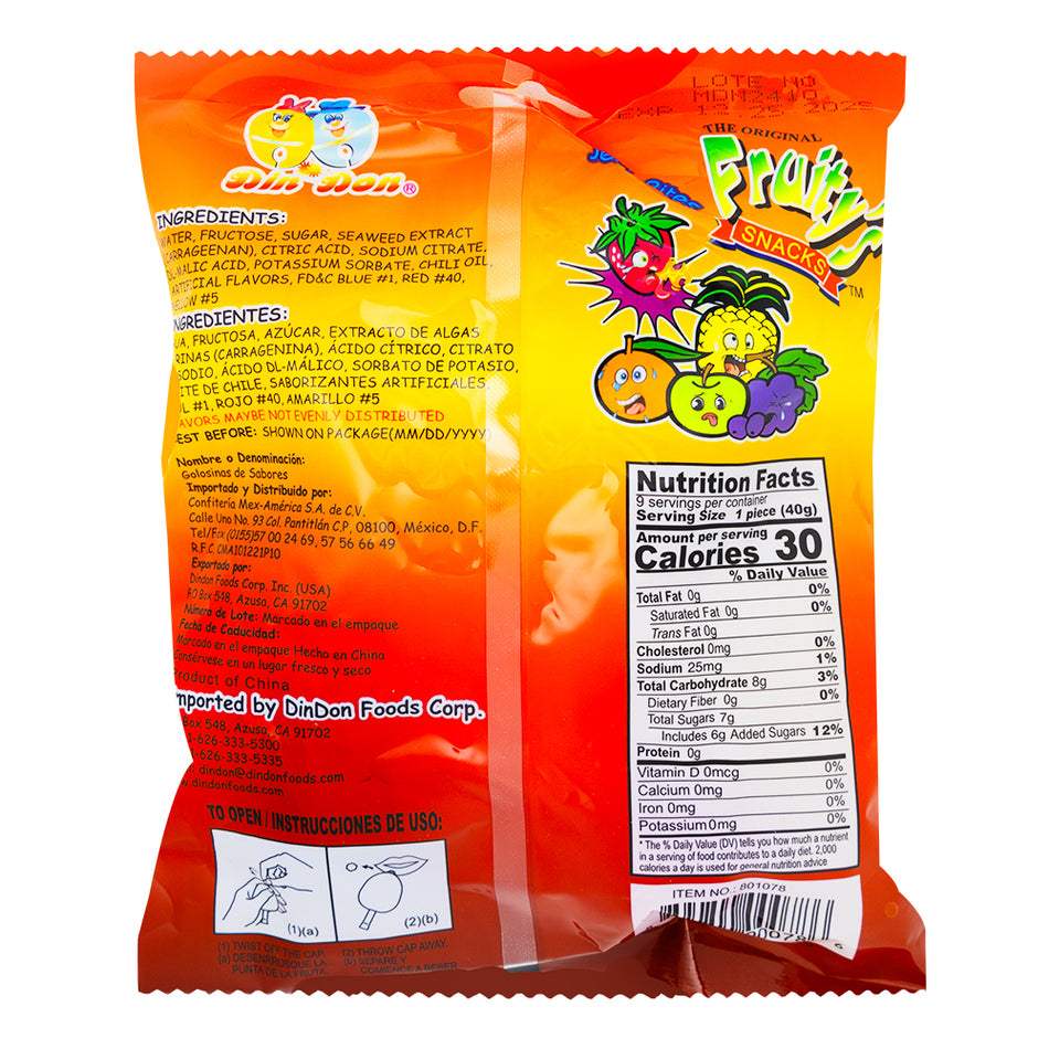 Fruity's Ju-C Hot & Spicy Jelly Bites - 13 oz  Nutrition Facts Ingredients
