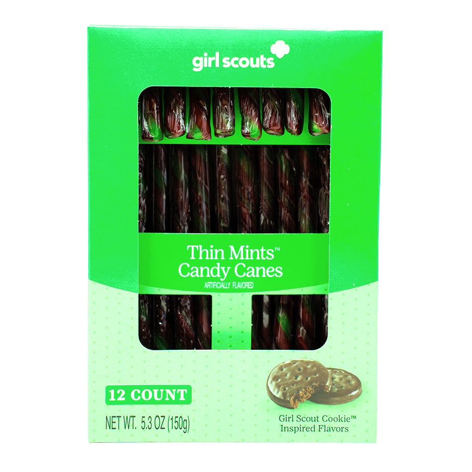Girl Scouts Thin Mint Candy Canes - 5.3oz - Girl Scouts - Girl Scouts Candy Canes - Thin Mint Candy Canes - Girl Scouts Thin Mint Candy Canes - Thin Mint Candy - Christmas Candy - Christmas Treats - Candy Canes 