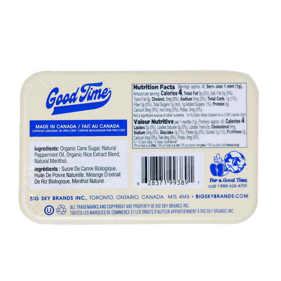 Good Time Organic Peppermint  Nutrition Facts Ingredients
Mints 