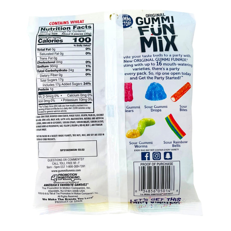Gummi Fun Mix - Sour Party - 5oz - Nutrition Facts