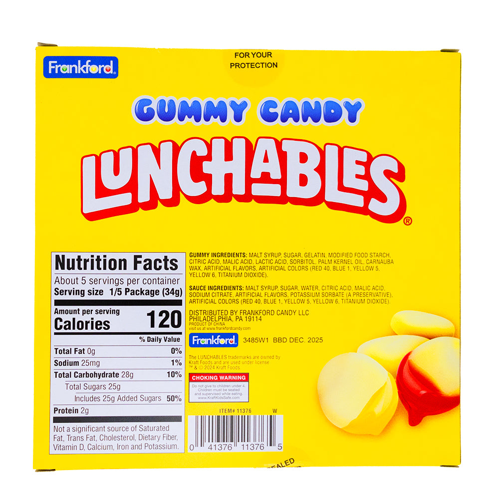 Kraft Gummy Lunchables Nacho - 6.2oz   Nutrition Facts Ingredients