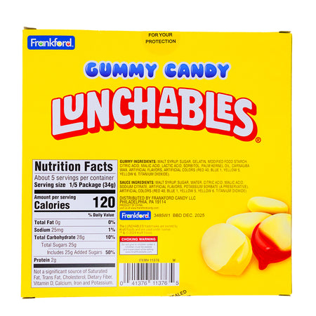 Kraft Gummy Lunchables Nacho - 6.2oz   Nutrition Facts Ingredients