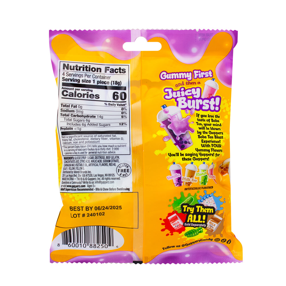 Gupperz Boba Tea Blast - 2.54oz  Nutrition Facts Ingredients